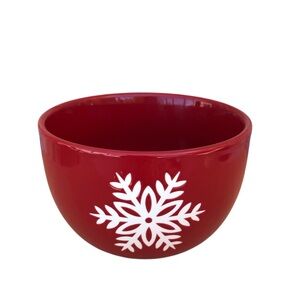 Holiday Time Ceramic Red White Snowflake Serving / Decor Christmas Holidays Bowl